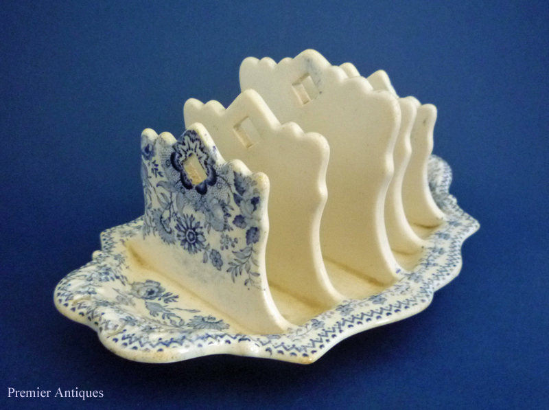 Premier Antiques Blue and White Gothic Revival Toast Rack c1820