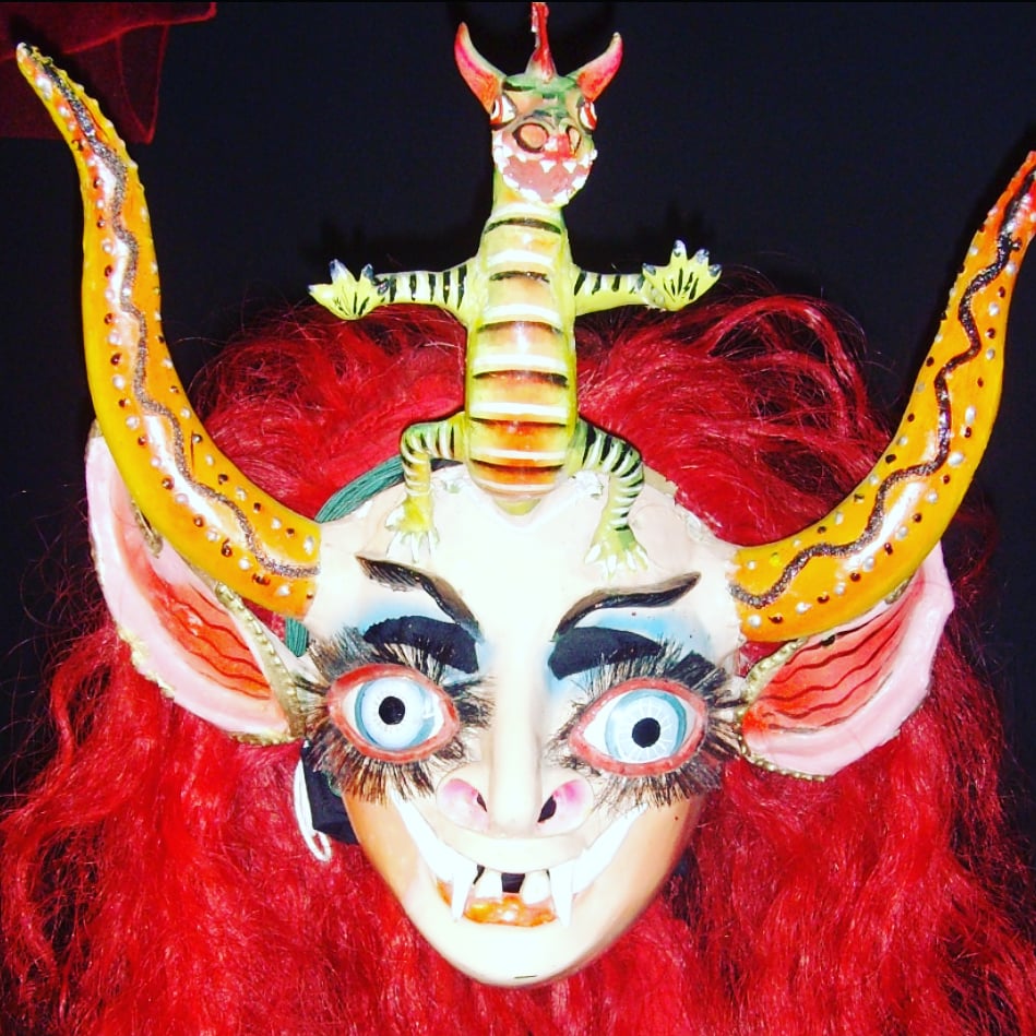 red hair horn devil mask la paz bolivia
