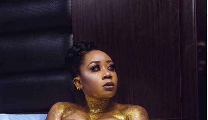 Moyo Lawal gets mouth wagging as she posed nude to promote beauty products.