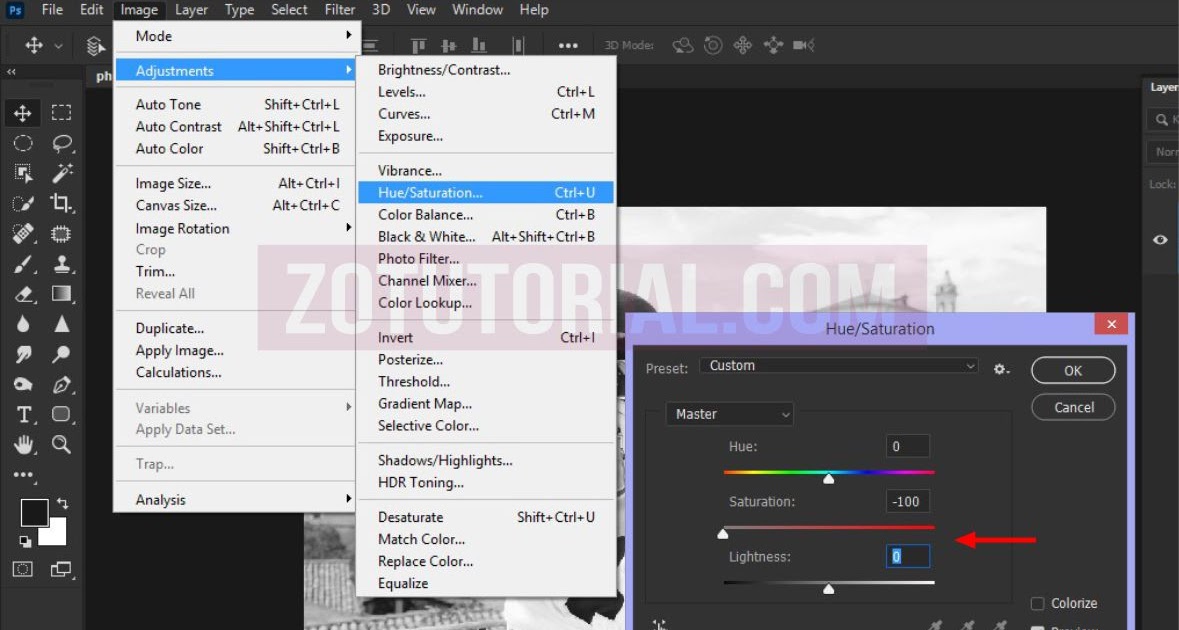 5 Edit Foto Jadi Hitam Putih Menggunakan Photoshop CC/CS - zotutorial