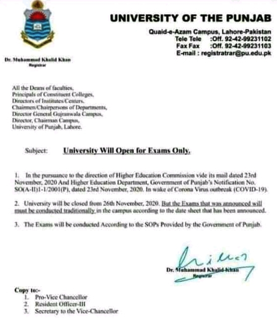 Beware of Fake News Regarding Exams of Punjab University