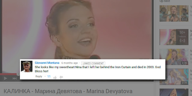 A youtuber comments on a Марина Девятова (Marina Devyatova) video with a highly suspect anecdote about the Cold War