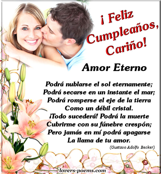 Mensajes Frases Poemas De Amor Feliz Cumplea&241os Cari&241o.