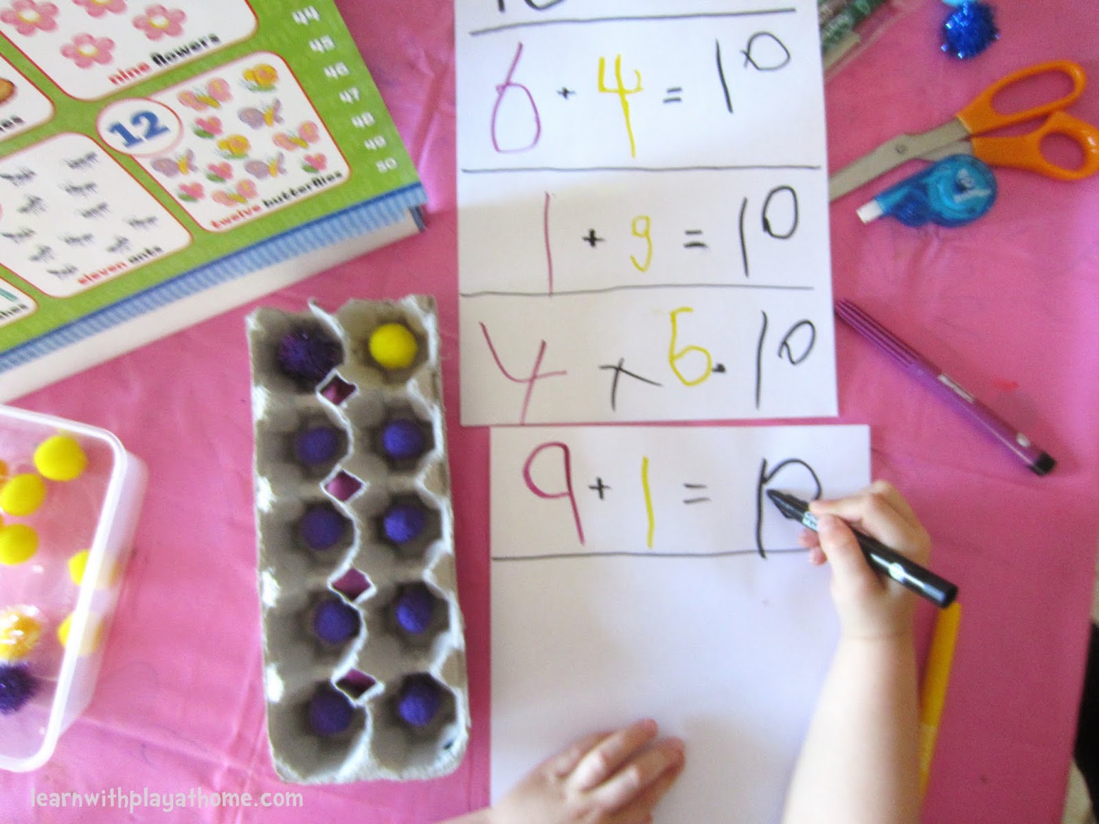 Learn with Play at Home Counting & Make 10 with Egg Cartons. Playful Maths