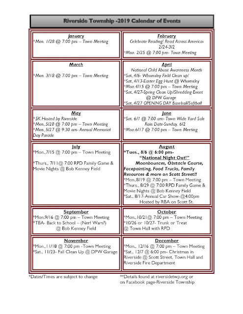 Riverside Township NJ Blog: Revised Riverside Calendar of Events 2019 Riverside Township NJ Blog: Revised Riverside Calendar of Events 2019