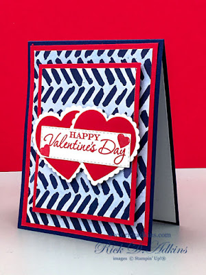 Learn how to make a masculine Valentine's Day Card with Heart to Heart Stamp Set and Paper Blooms DSP from Stampin' Up! Learn more click here