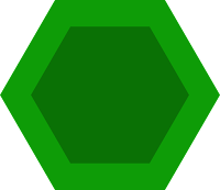 Green hexagon with dark color in the center