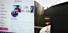 the new twitter layout and my laptop and glass of wine in the garden