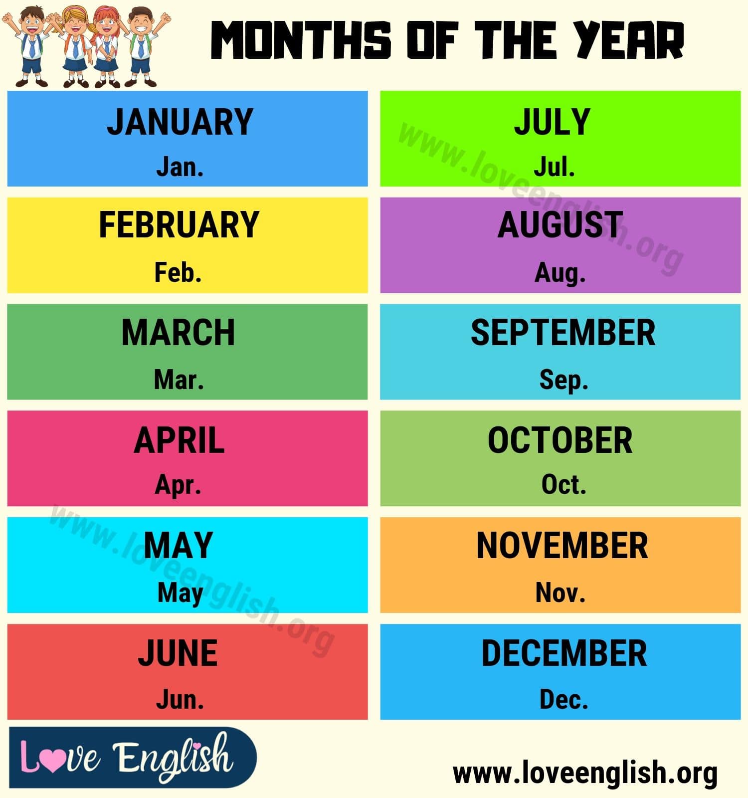 12 months of the year