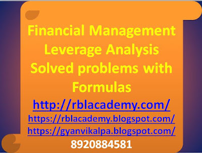 Leverage Leverage reflects the responsiveness or influence of one financial variable over some other financial variable. The relationship between sales revenue and EBIT is defined as operating leverage and the relationship between EBIT and EPS is defined as financial leverage. The direct relationship between the sales revenue and the EPS can be established by combining the operating leverage and financial leverage and is defined as combined leverage.  Operating Leverage / Degree of Operating Leverage (DOL)  It measures the effect of change in sales revenue on the level of EBTT. DOL is calculated by dividing percentage change in EBIT by percentage change in sales revenue. It refers to firm's position or ability to magnify the effect of change in sales over the level of EBIT. The level of fixed costs, which is instrumental in bringing this magnifying effect, also determines the extent of this effect. Higher the level of fixed costs in relation to variable cost, greater would be the DOL. DOL = Percentage Change in EBIT ÷ Percentage change in Sales revenue It is also calculated as a ratio of contribution to EBIT. DOL = Contribution ÷ EBIT Financial Leverage or Degree of Financial Leverage (DFL) It measures degree of responsiveness change in EPS due to change in EBIT and is defined as Percentage change in EPS due to Percentage change in EBIT. Higher the level of fixed financial charges, greater will be DFL. It is also calculated as ratio of EBIT to EBT. DFL = Percentage change in EPS ÷ Percentage change in EBIT DFL = EBIT ÷ EBT Degree of Combined Leverage (DCL) DCL is product of DOL & DFL. DCL = DOL × DFL DCL = Percentage change in EPS ÷ percentage change in Sales revenue DCL = Contribution ÷ EBT Leverage Solved Problems 1. Calculate degree of operating leverage (DOL), degree of Financial leverage (DFL) and the degree of combined leverage (DCL) for the following firms and interpret the results.