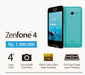 Asus Zenfone 4 Dengan Harga 1 Jutaan RAM 1 GB Gorilla Glass 3