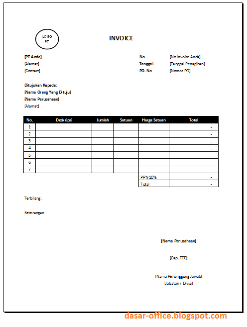 Download Contoh Invoice Doc dan Excel Sederhana Dalam  Download Contoh Invoice Doc dan Excel Sederhana Dalam