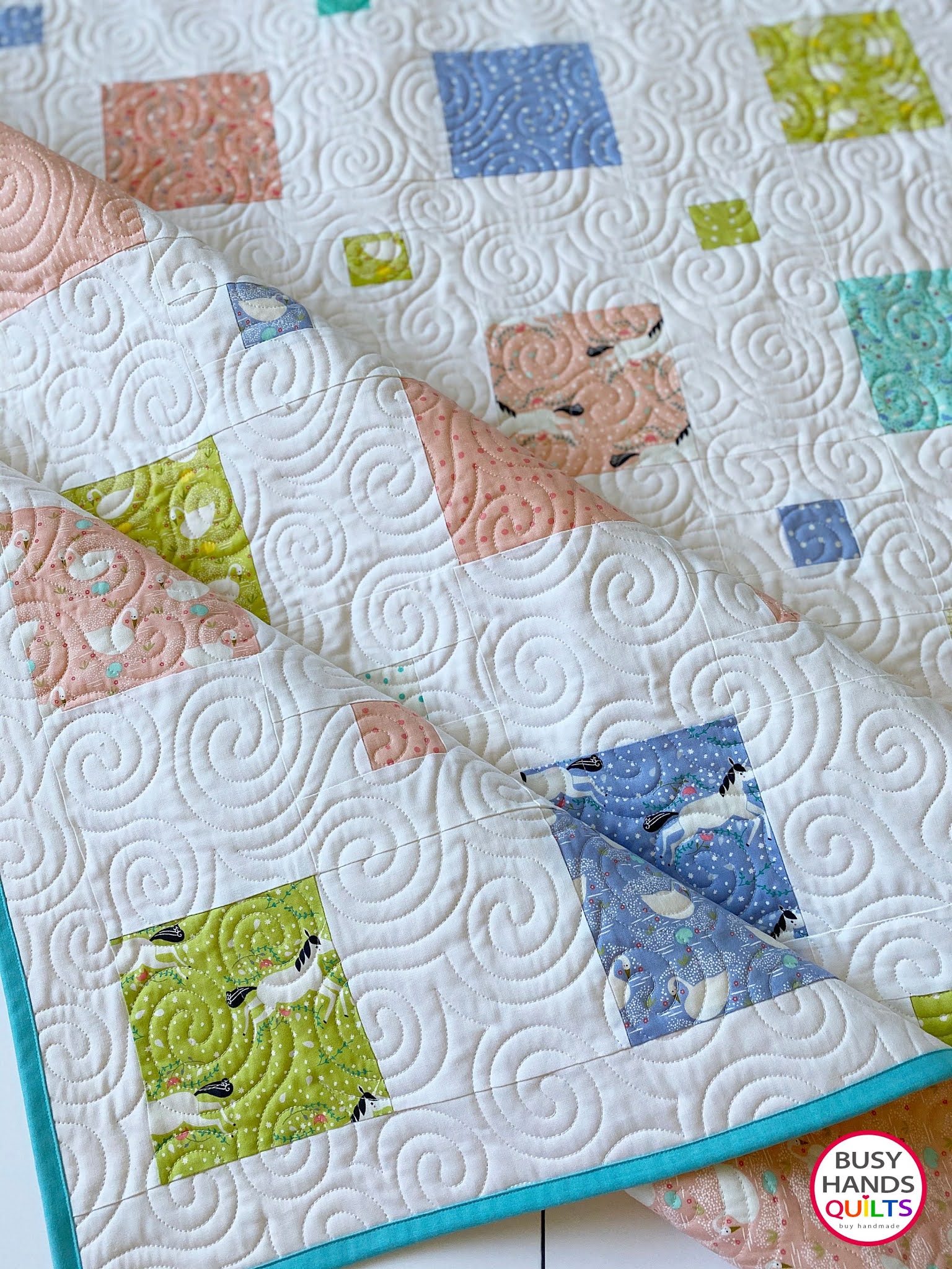 Busy Hands Quilts Floating Squares Baby Quilt in Enchanted {Custom
