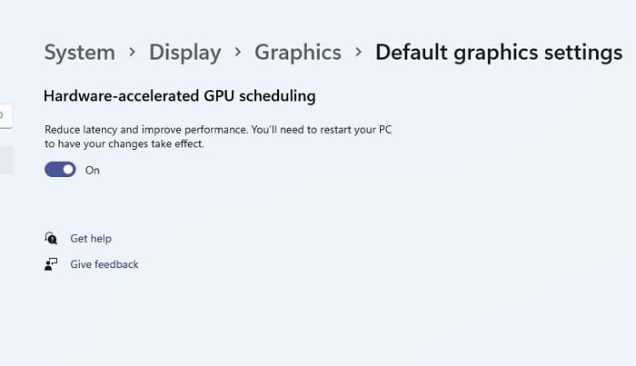 하드웨어 가속 GPU 스케줄링 윈도우