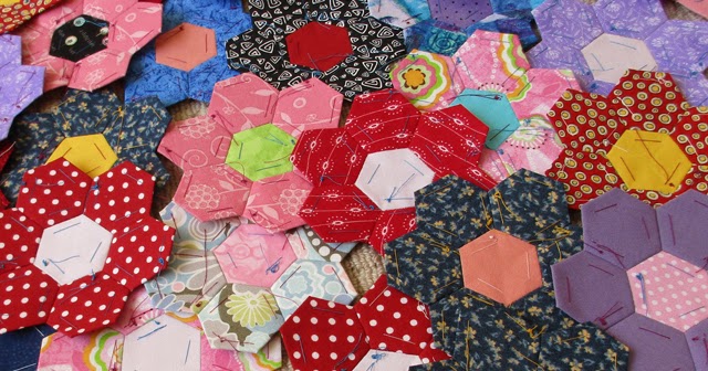how to sew hexies together