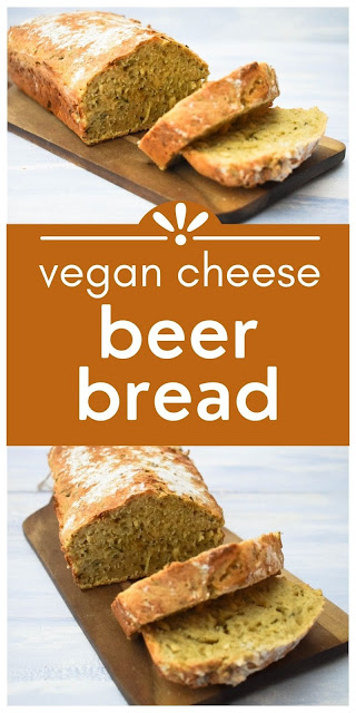 An easy vegan cheese and chive beer bread that doesn't contain yeast and doesn't have to be kneaded. A quick and easy bread recipe for beginners.