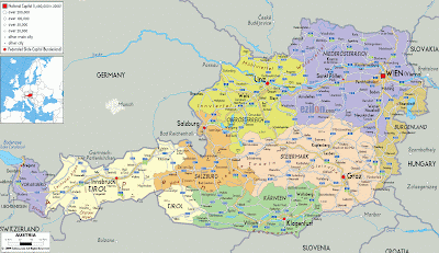 Mapa da Áustria Política Regional