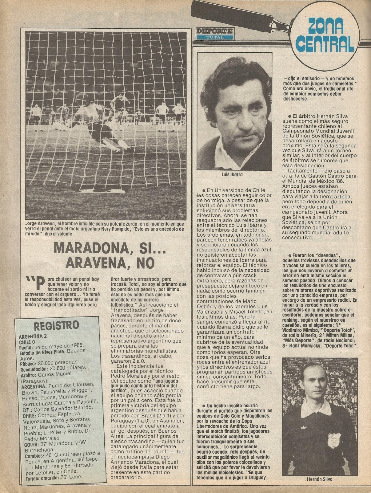 Partidos de la Roja [14/05/1985] ArgentinaChile 20