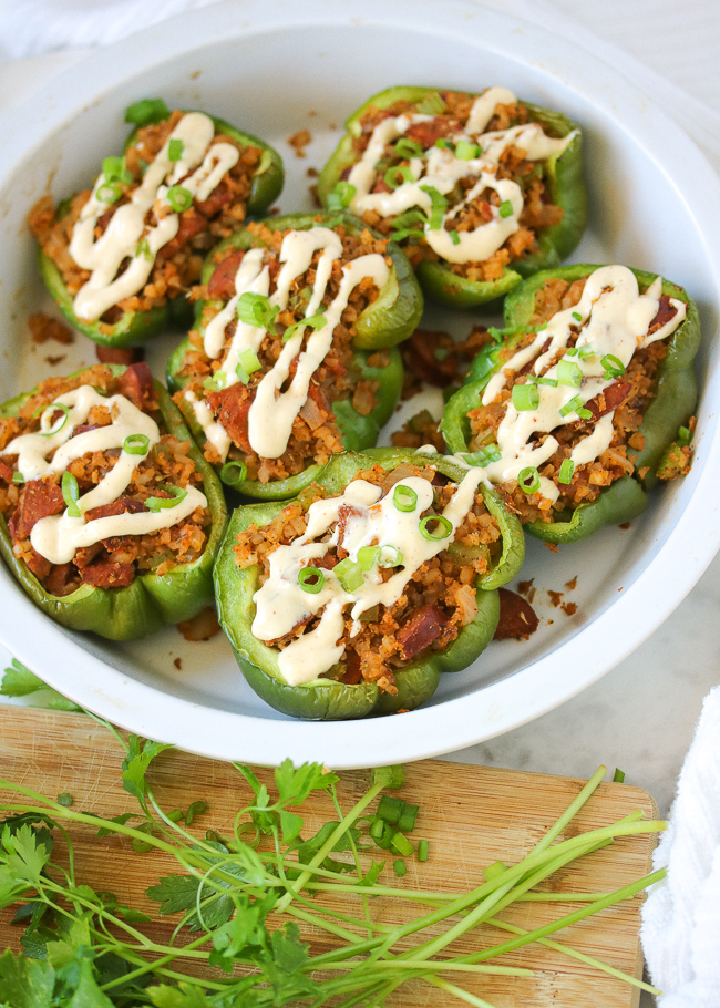 Cajun Stuffed Peppers with Special Sauce Paleo, Whole30, Keto