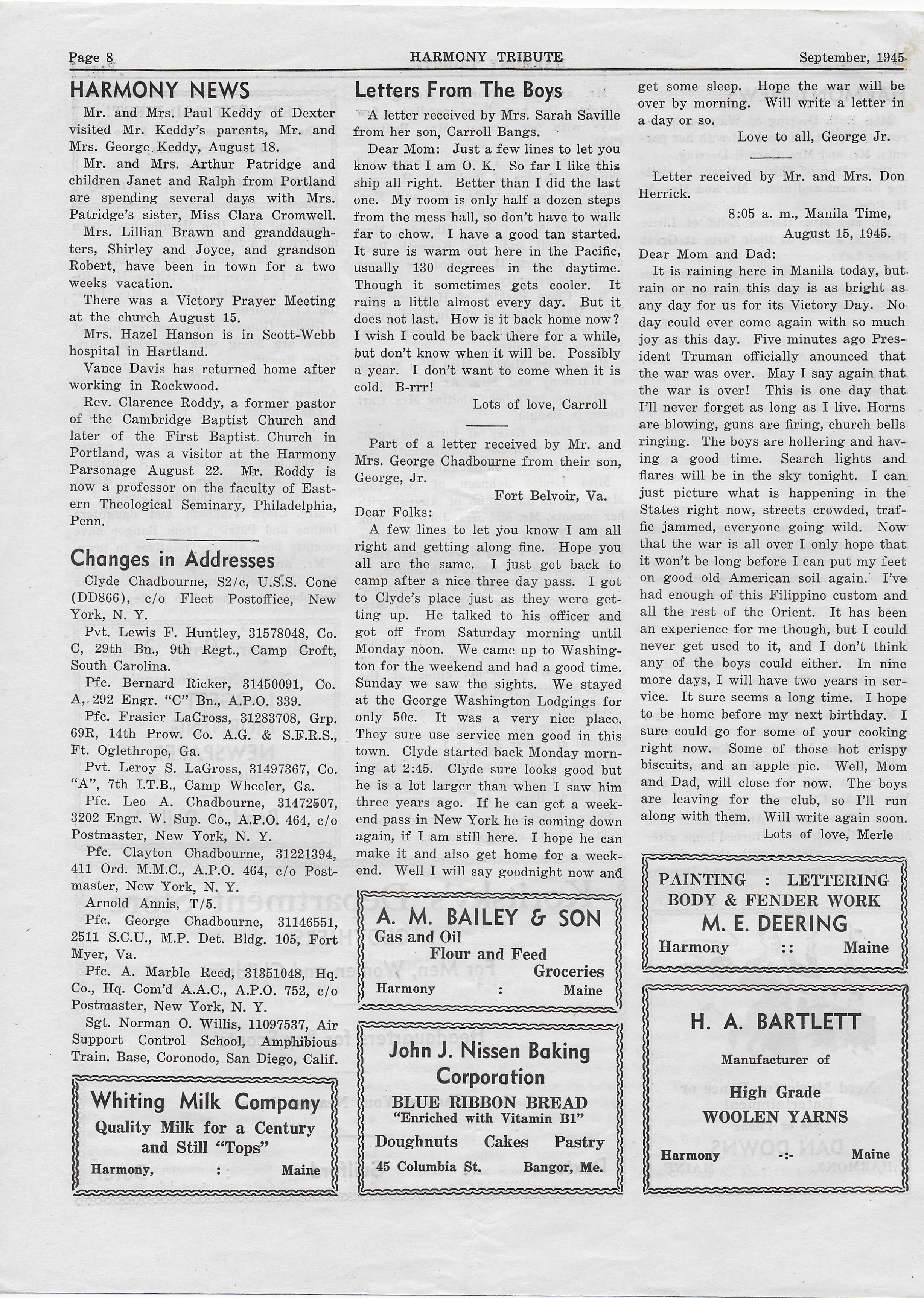 Heirlooms Reunited September 1945 Issue of the Harmony Tribute of