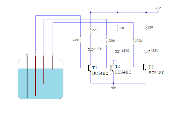 SIMPLE WATER LEVEL INDICATOR CIRCUIT USING TRANSISTORS | MyCircuits9