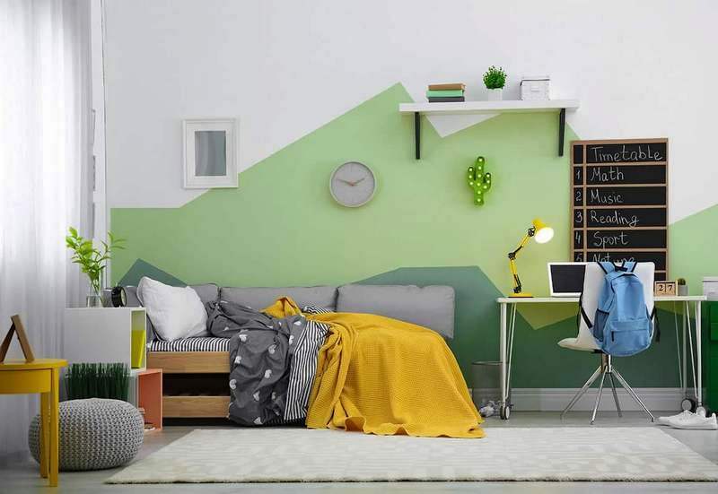 9 Ide Desain Cat Kamar Geometris Paling Afdhol, Lengkap Dengan Cara