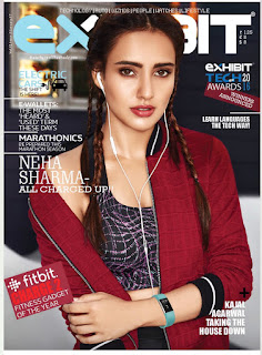 Neha Sharma in Red Jackett Choli on Cover Page of Exhibit magazine January 2017 Exhibit magazine January 2017