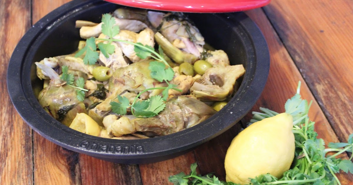 Tajine met kip, artisjokken, olijven en citroen
