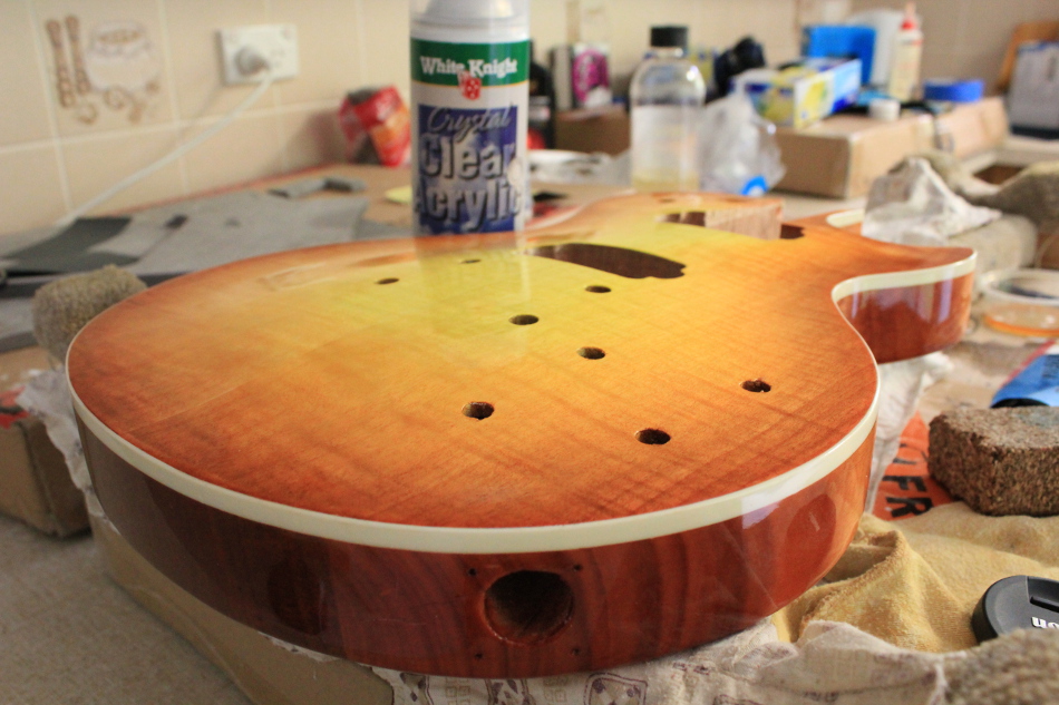 Guitar Kit Builder Jeremy's Mahogny Les Paul Final Clear Coats & TruOil
