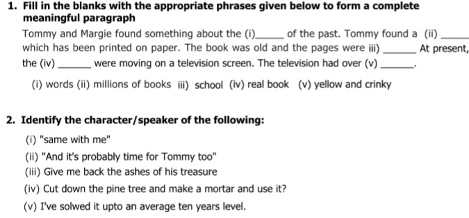 9th class fa1 question paper 2020 english image