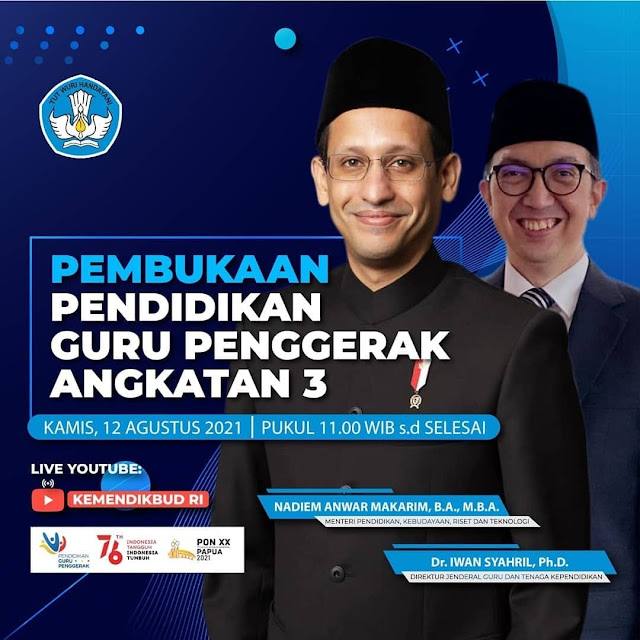 Pembukaan CGP; angkatan 3; mas menteri; dirjen GTK; guru penggerak