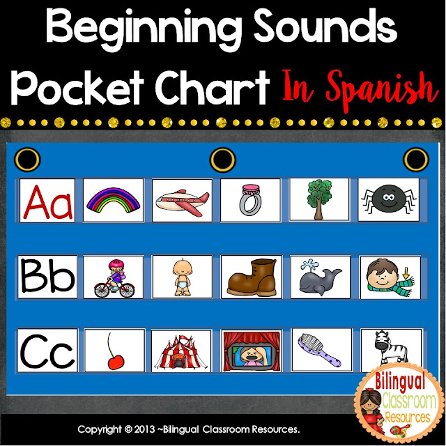 Beginning Sounds Pocket Chart in Spanish