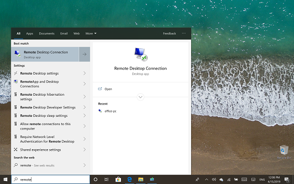 Windows 10 desktop remoto domestico