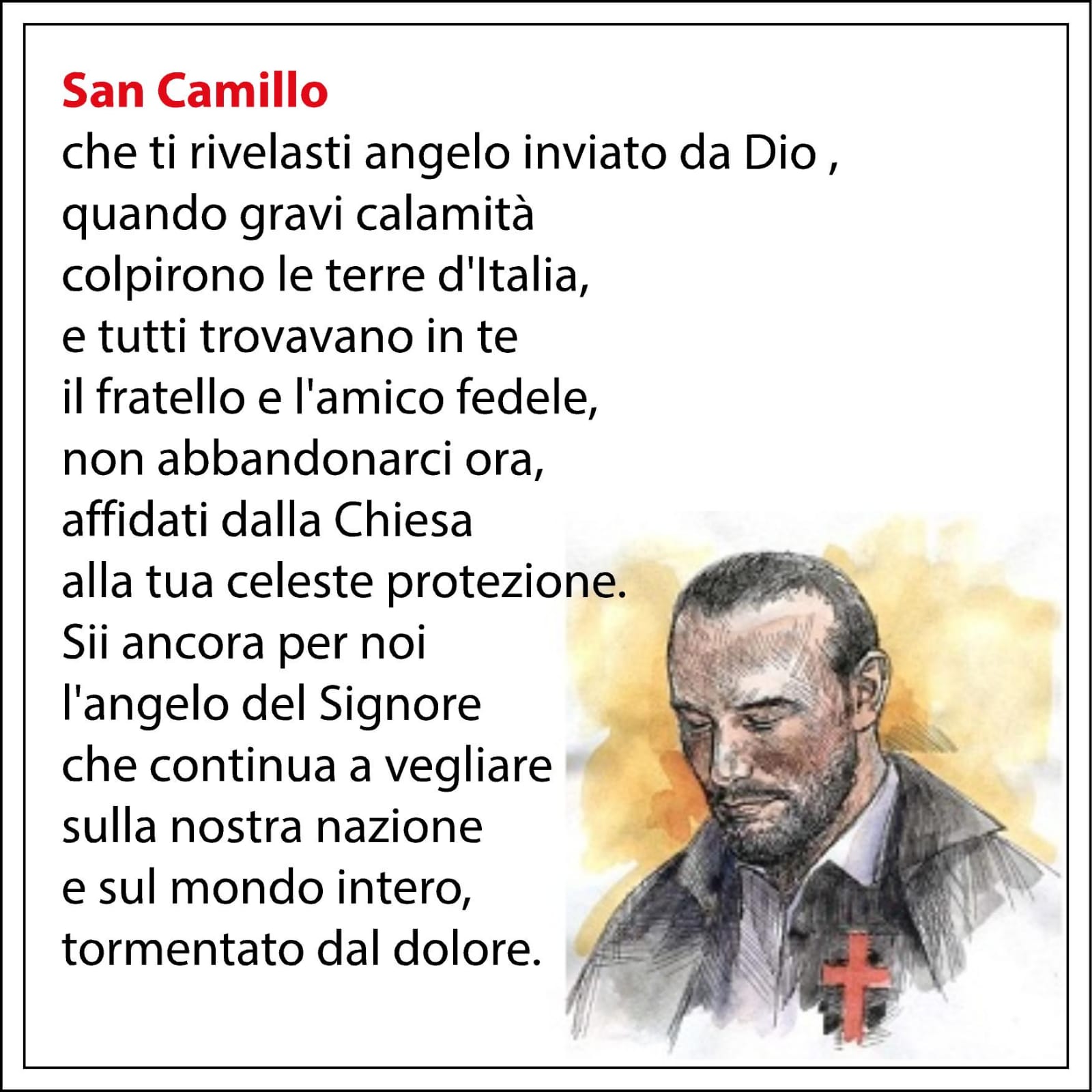 Preghiera a San Camillo