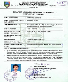 Contoh Surat Izin Perdagangan ( SIUP) Mikro, Kecil Menengah dan Besar