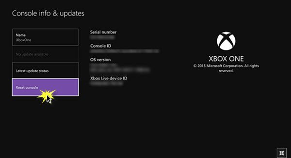 Restablecer la configuración de Xbox One