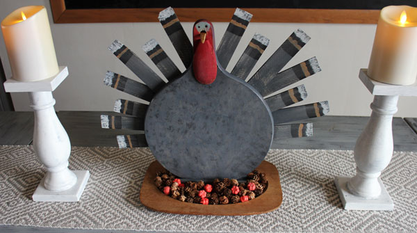 Making A DIY Folk Art Turkey Centerpiece From Re-Used Finds From Itsy Bits And Pieces Blog