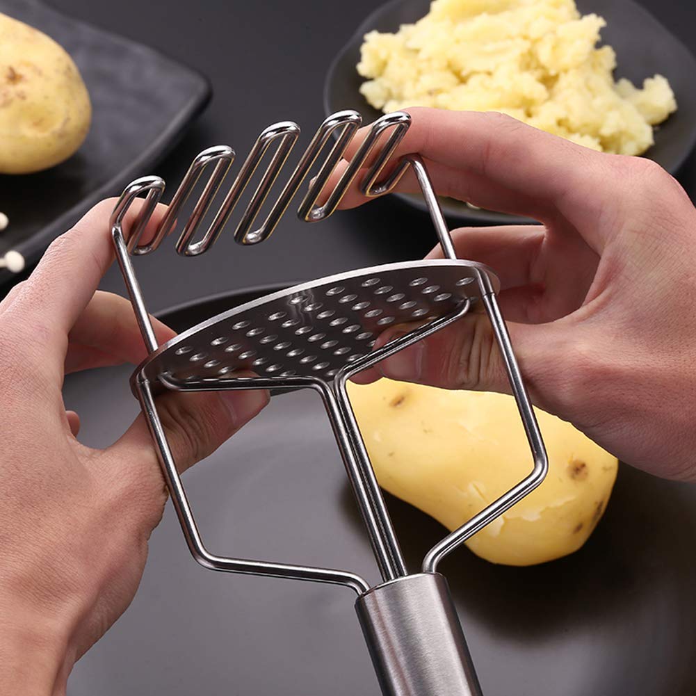 Potato Masher with Spring Stainless Steel, Potato Hand Masher for
