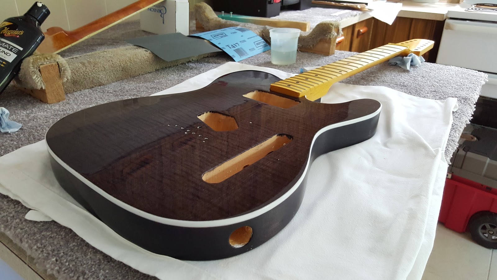 Guitar Kit Builder 12 String Telecaster Polishing and Pickguard