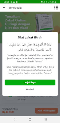 Bayar zakat fitrah online di Tokopedia