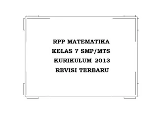 RPP Matematika Kelas 7 K13 Revisi Terbaru