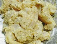 Mixed mustard paste with fish fingers for fish finger recipe