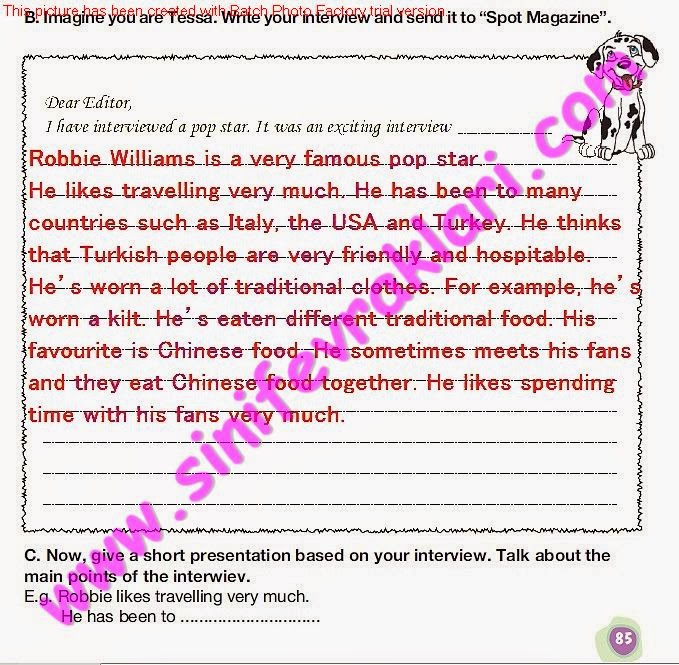 8.SINIF İNGİLİZCE MEB YAYINLARI DERS KİTABI CEVAPLARI SAYFA 85 - Ders