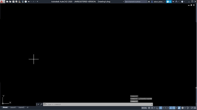 Tela do AutoCAD após ativar a opção Clean Screen