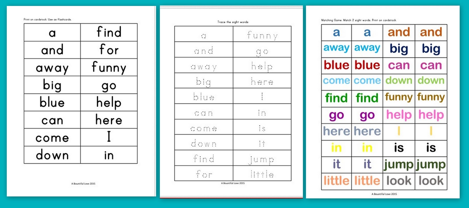 40 Dolch Sight Words for Pre-Kindergarten - A Bountiful Love