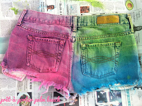 prêt-à-porter pb-to-la: d.i.myself: multi-color denim shorts.