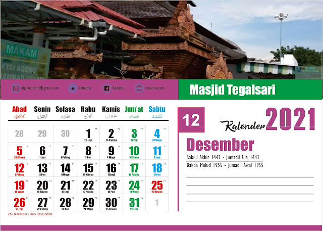 Kalender 2021 Bulan Desember