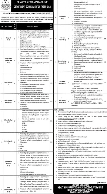 Primary and Secondary Healthcare Department Jobs 2020 Application From