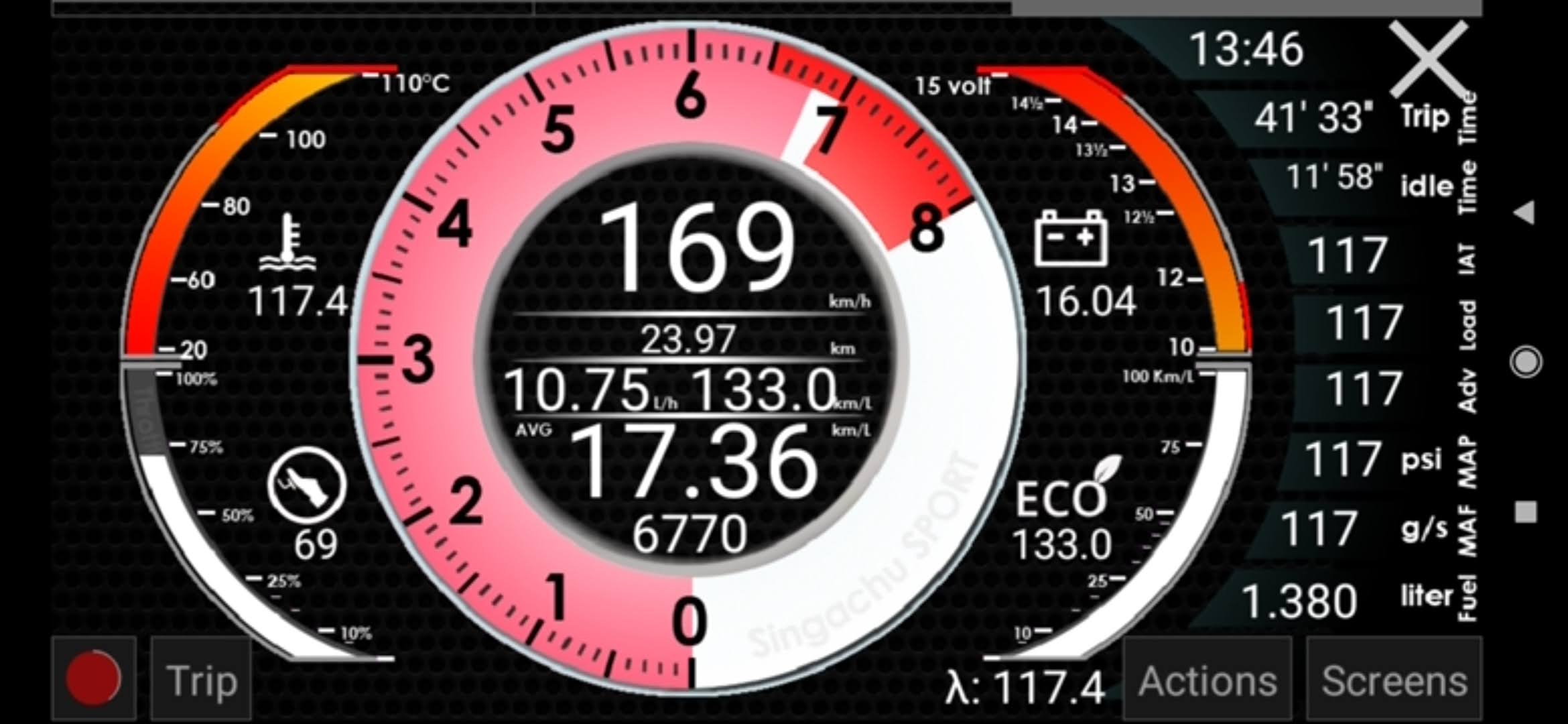Custom display digital dashboard OBD 2 / ELM 327