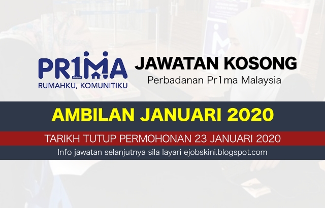 Jawatan Kosong Perbadanan Pr1ma Malaysia Januari 2020